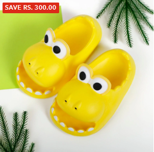 Baby Moo Crocodile Beach Slippers 3D Cartoon Sliders - Yellow